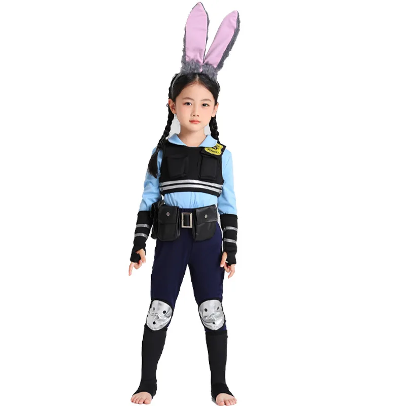 Judy Suits Police Uniform Boys Girls Children's Day Cosplay Costume Carnival Party Role Playing Judy Clothes Set