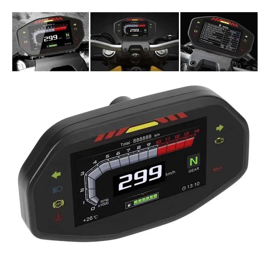 Universal Motorcycle LCD Digital Speedometer TFT 6 Gear Backlight Motorcycle Odometer Digital LCD Display Speedometer