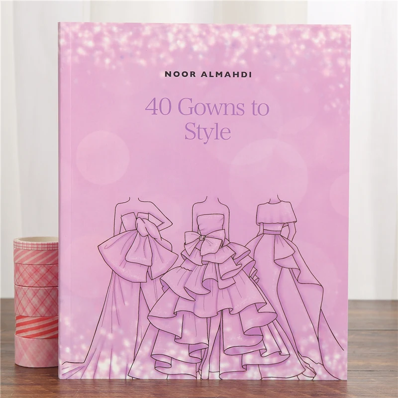 40 Jurken om Stijl Mode Avondjurk Banket Volwassen Kinderen Kleuren Gecoat Boek Kleur Tape Plakboek Notebook 19 * 23 cm