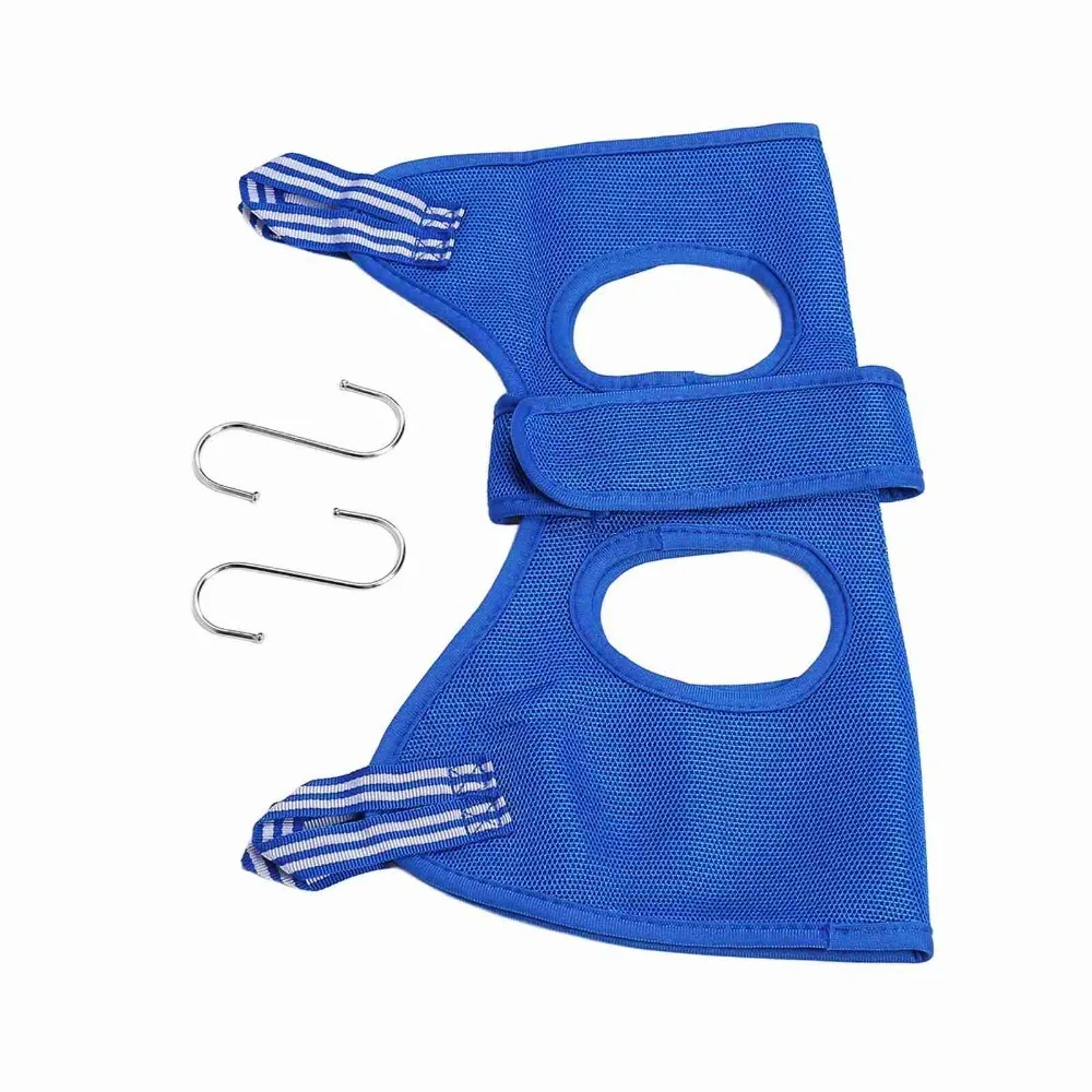 Breathable Mesh Pet Grooming Hammock Blue Adjustable Strap Cat Dog Grooming Helper Seamed Reinforced Hanging Sling Shape