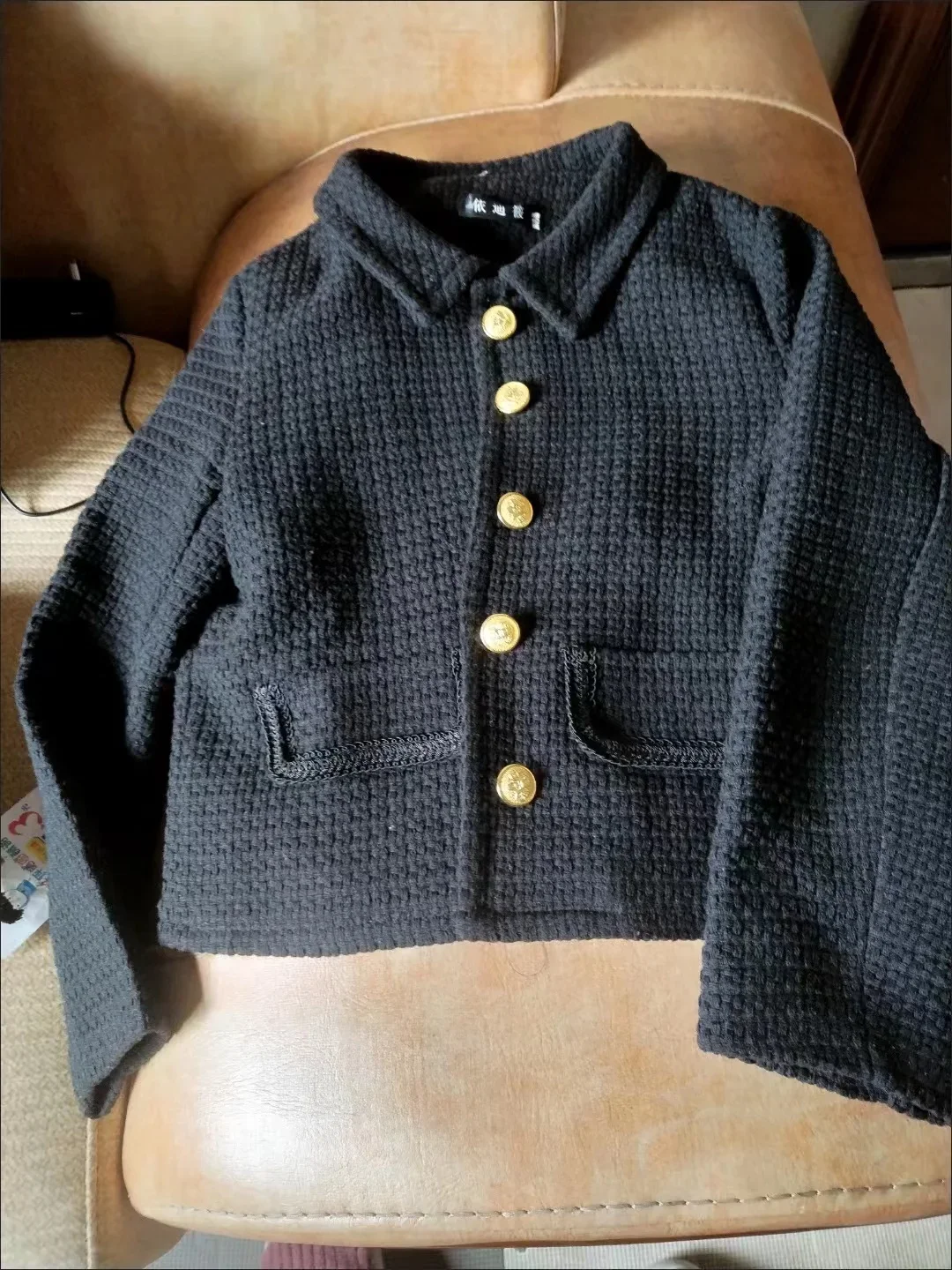 

Vintage Woolen Cropped Jackets Korean Elegant Tweed Coats Autunn Lapel Slim Casual Office Lady Single Breasted Black Outerwear