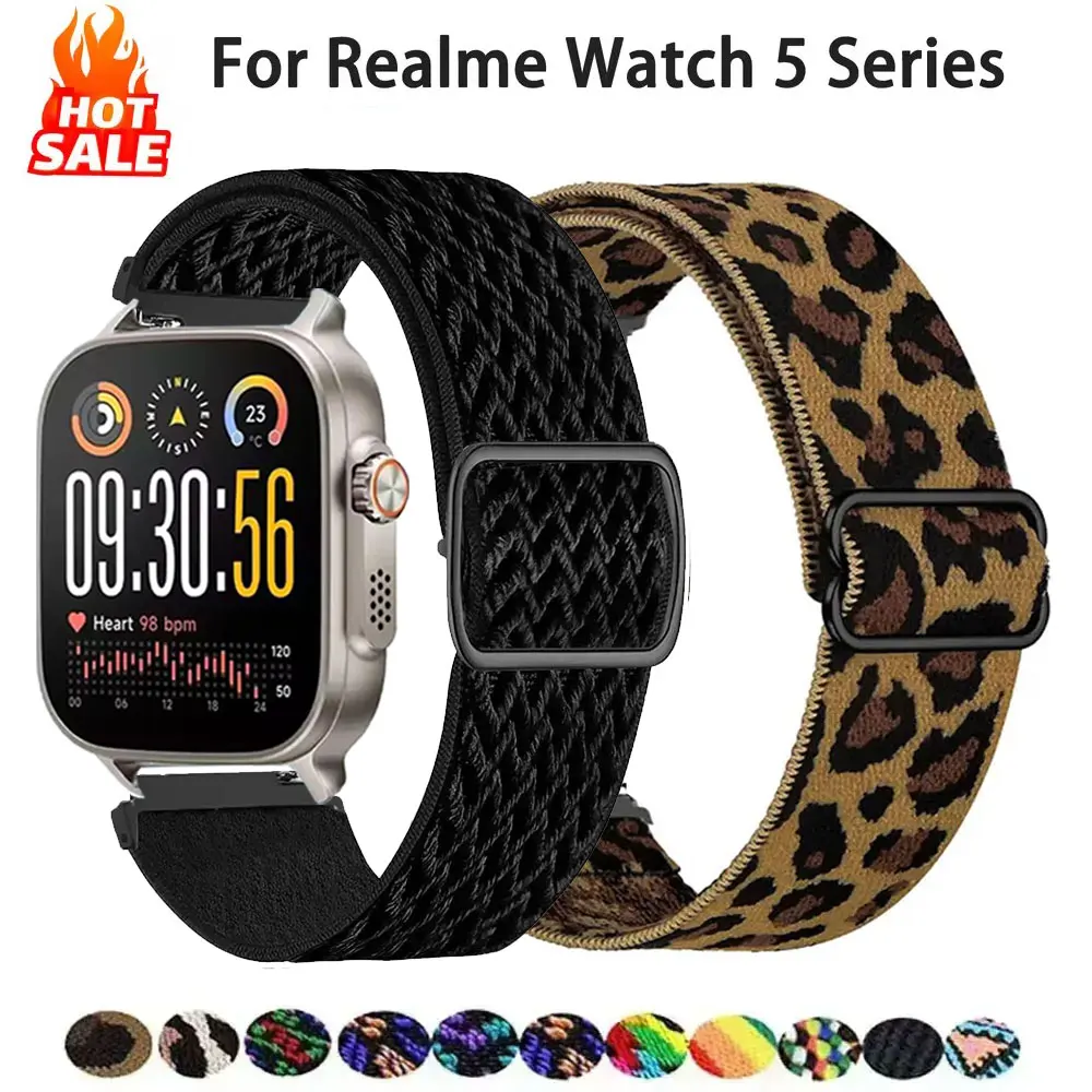 22-mm-Uhrenarmbänder für Realme Watch 5/S2, verstellbares elastisches Nylon-Ersatzarmband, Correa Realme Watch 2/3/S/3 2 S Pro Band