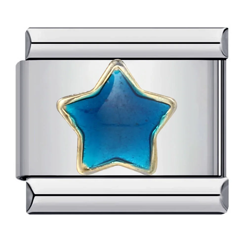 Trendy Colorful Stars Italian Charms Link fit 9mm Stainless Steel Bracelets for Woman Men Daily Party Gifts DIY Making Jewelry