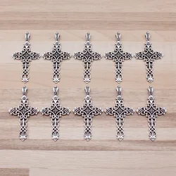 IFOCUS 10pcs/Lot Zinc Alloy Cross Charms For DIY Jewelry Making 38x20mm/1.5x0.79inch