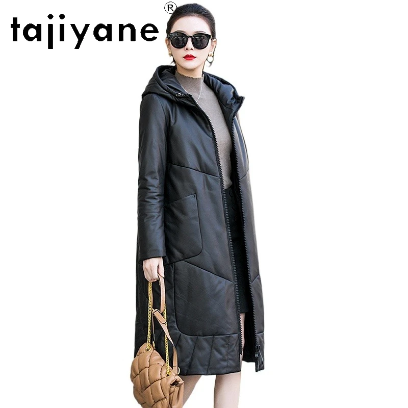 TAJIYANE Real Sheepskin Duck Down Coat Woman Hooded Puffer Jacket High Quality Genuine Leather Jackets 2025 Women Clothes 가죽자켓여자