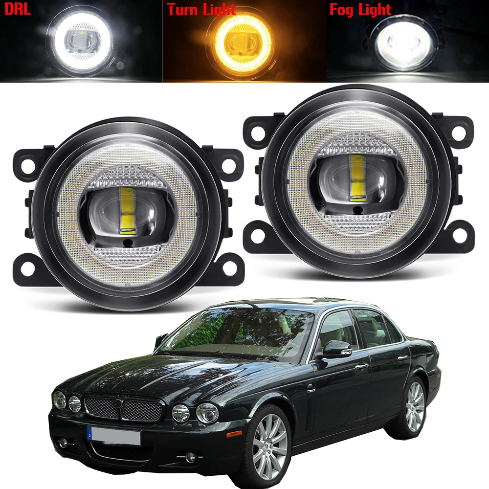 

2 Pieces 30W Car Fog Light Assembly LED Angel Eye Fog Turn Signal Daytime Running Lamp DRL For Jaguar XJ X358 2007 2008 2009