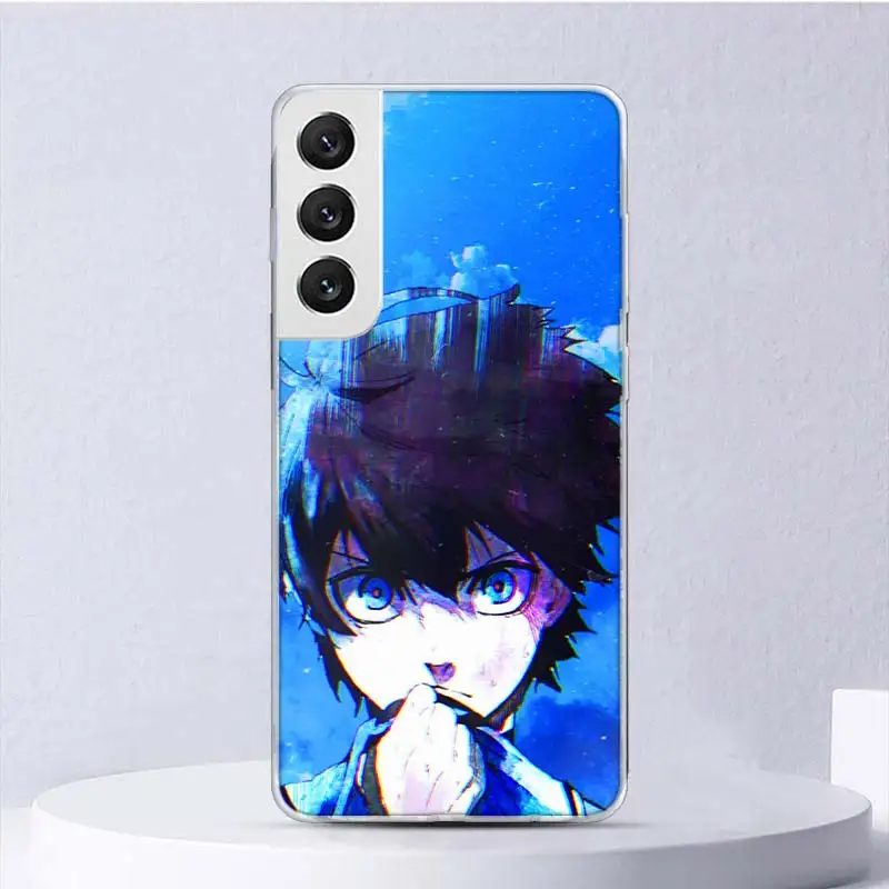 Caso do Anime do Futebol do fechamento azul macio, tampa do telefone para Samsung Galaxy M12, M21, M30S, M31, M32, M51, M52, nota 8, 9, 10 +, 20 ultra, J4, j6 Além disso