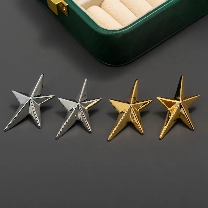 XIALUOKE Simple Metal Geometric Five-pointed Star Earrings For Women European American Style Earrings Independence Day Jewelry