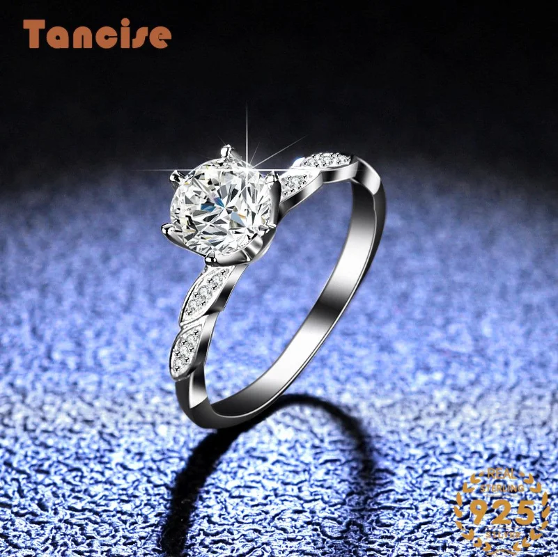 

Tancise Classic 925 Sterling 1 Carat Moissanite Ring for Women Ladies Jewelry Wedding Promise Party Gift