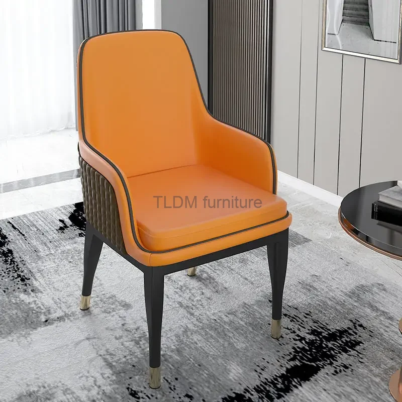 Home Dining Chair Restaurant Cafe Hotel Back Chair Comfortable Leather Chair Luxury Living Room Lunch Chair Modern Furniture