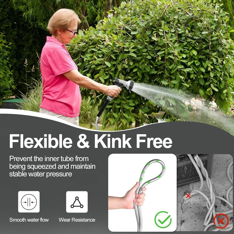 Heavy Duty Water Pipe with Nozzles for Yard, Outdoor - Flexible, Never Kink & Tangle image 4