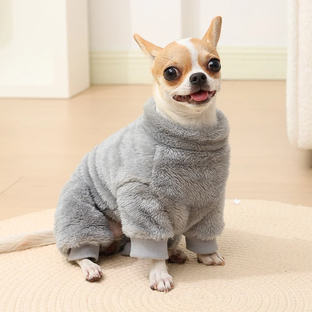 Weiche Fleece-Hundepyjamas, Kleidung, Herbst-Winter-Haustier-Overall für kleine und mittelgroße Hunde, Welpenpullover, warme Chihuahua-Mops-Einteiler-Outfits – Detail 9