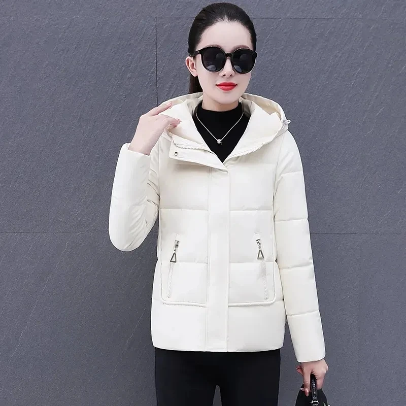 2023 New Women\'s Winter Parka Coat Casual Fashionable Elegant Ladies Outerwear Loose Jacket Hooded Down Cotton Parkas Female