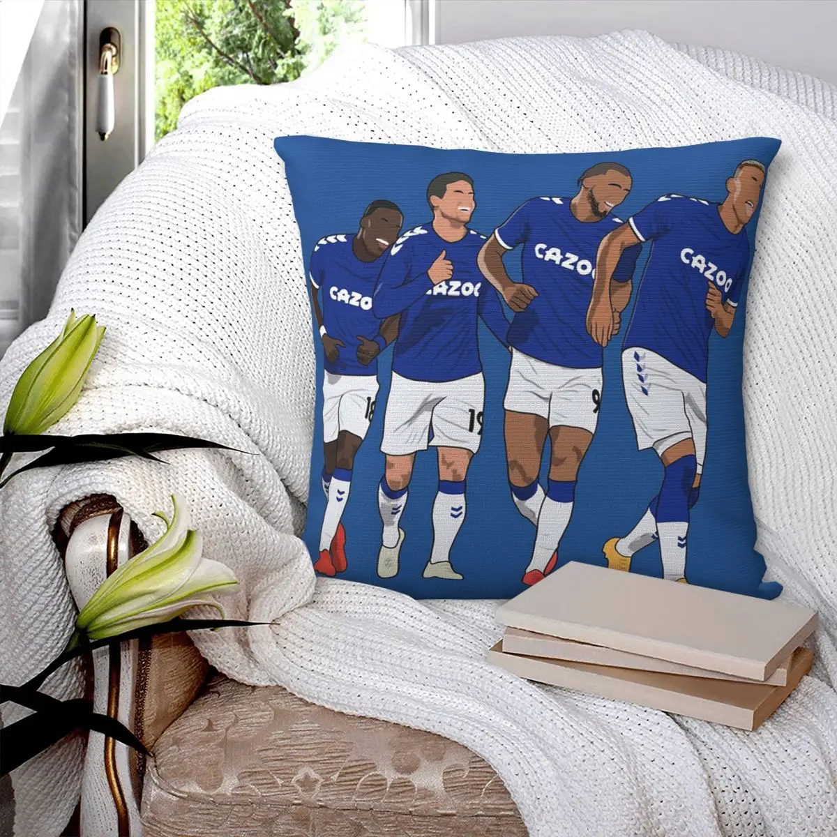 Everton Goal celebración Richarlison Calvert Lewin Rodríguez Nkounkou funda de almohada cuadrada funda de almohada cómoda