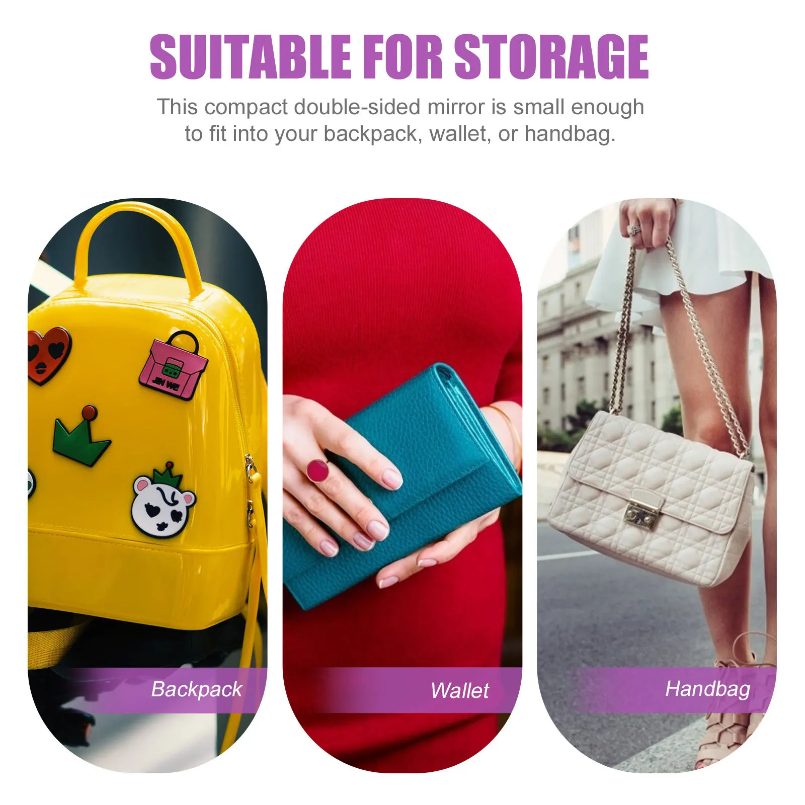 مرآة مكياج مدمجة بتصميم مزدوج الجوانب مع غطاء من البولي يوريثان، مرآة جيب محمولة بلمسة نهائية ثلاثية الأبعاد للاستخدام المنزلي أثناء السفر