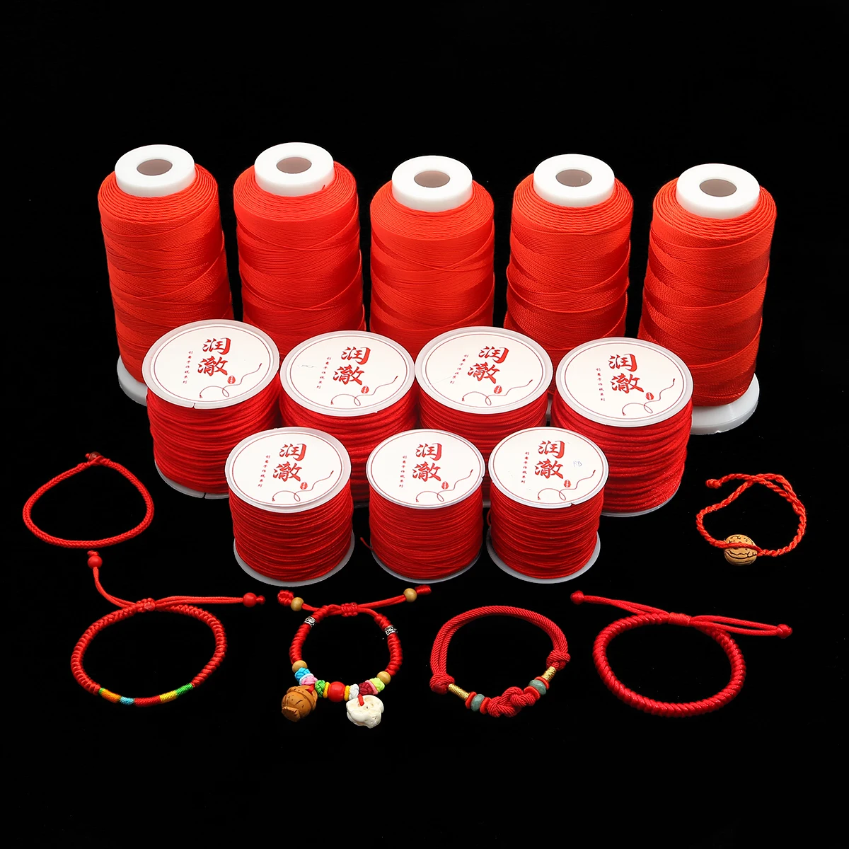 0.4-2.5mm Red Nylon Cord Thread Chinese Knot Rattail Satin Macrame Cord Bracelet Braided String Beading Thread Handmade Gifts