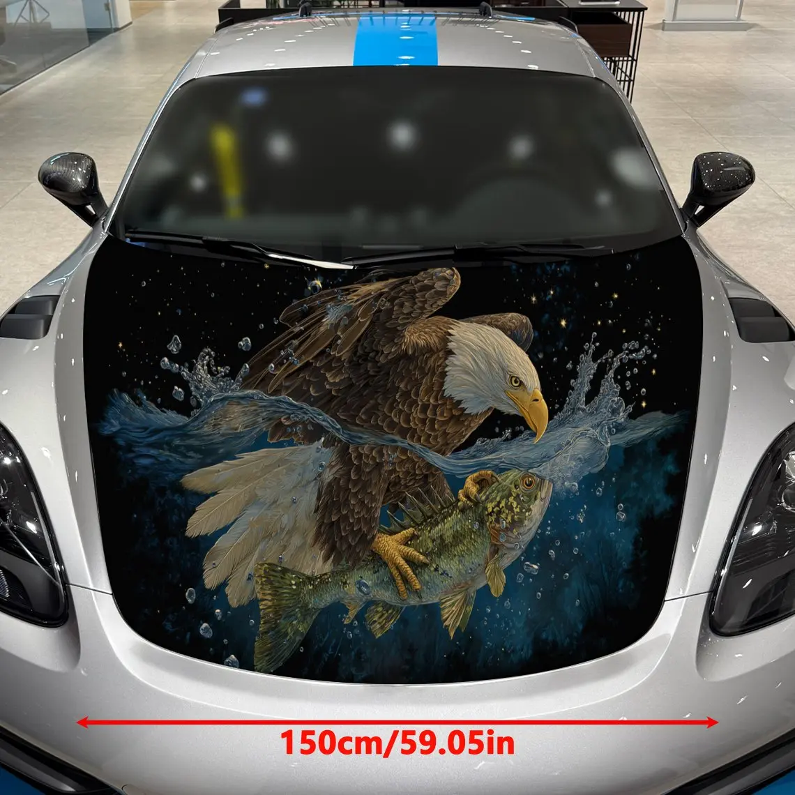 Dynamic Water Eagle Pattern car hood stickers, waterproof self-adhesive, scratch resistant, easy to stick, durable car PVC stick