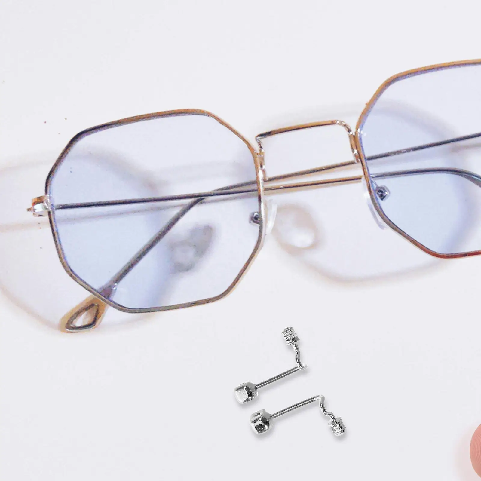 2Pcs Eyeglasses Nose Pads Holder Screw Type Square Head Stainless Steel Nose Bridge Arm Replacement Glasses Repair Kit