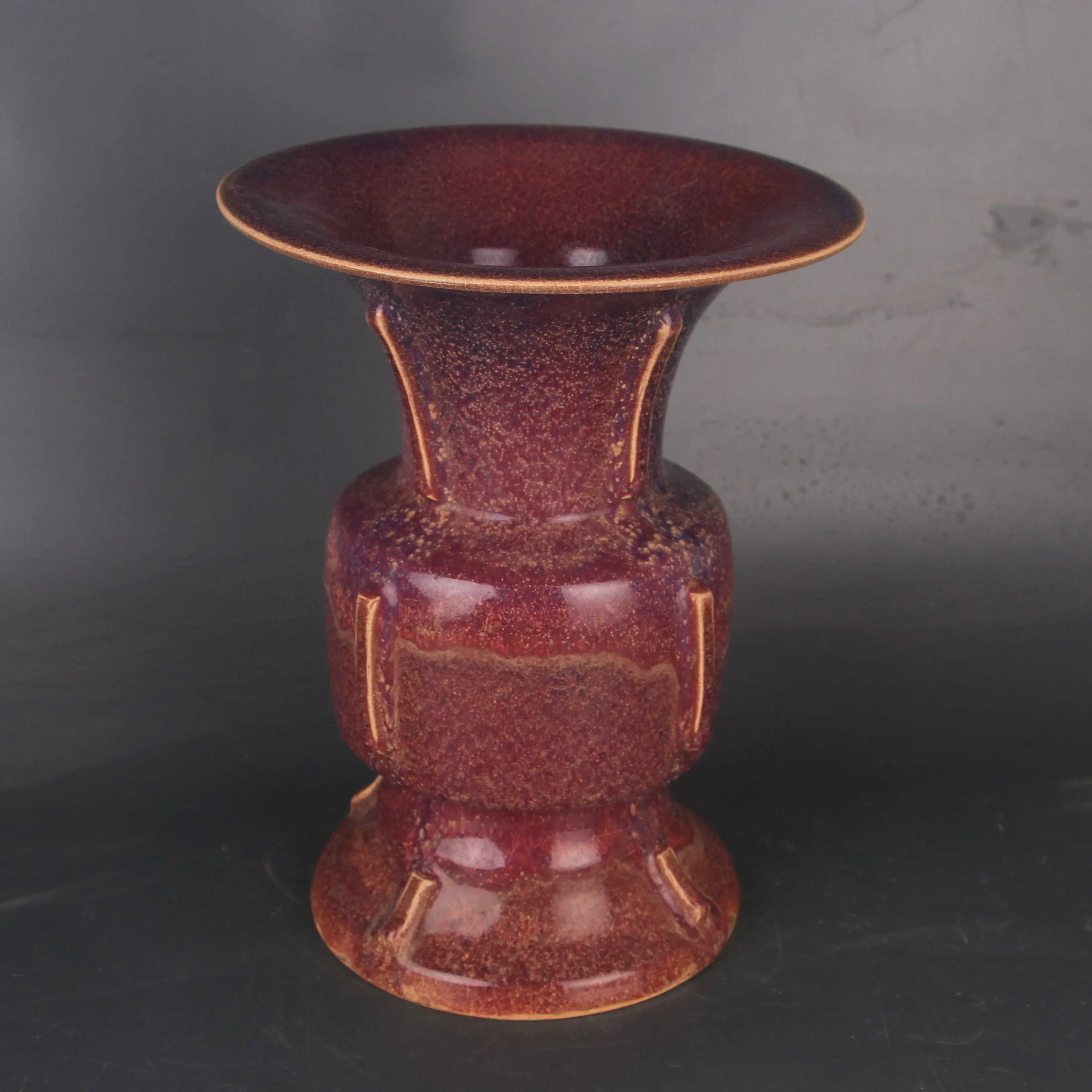 Antique Song Jun Kiln Red Glaze Large Huagu Vase Handmade Ice Crackle Original Clay Home Decor Collectible