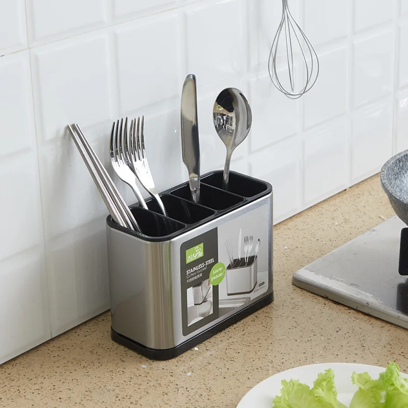 Stainless Steel Cutlery Holder Household Tableware Drainboard Spoon Storage Kitchen Organizer Drainer