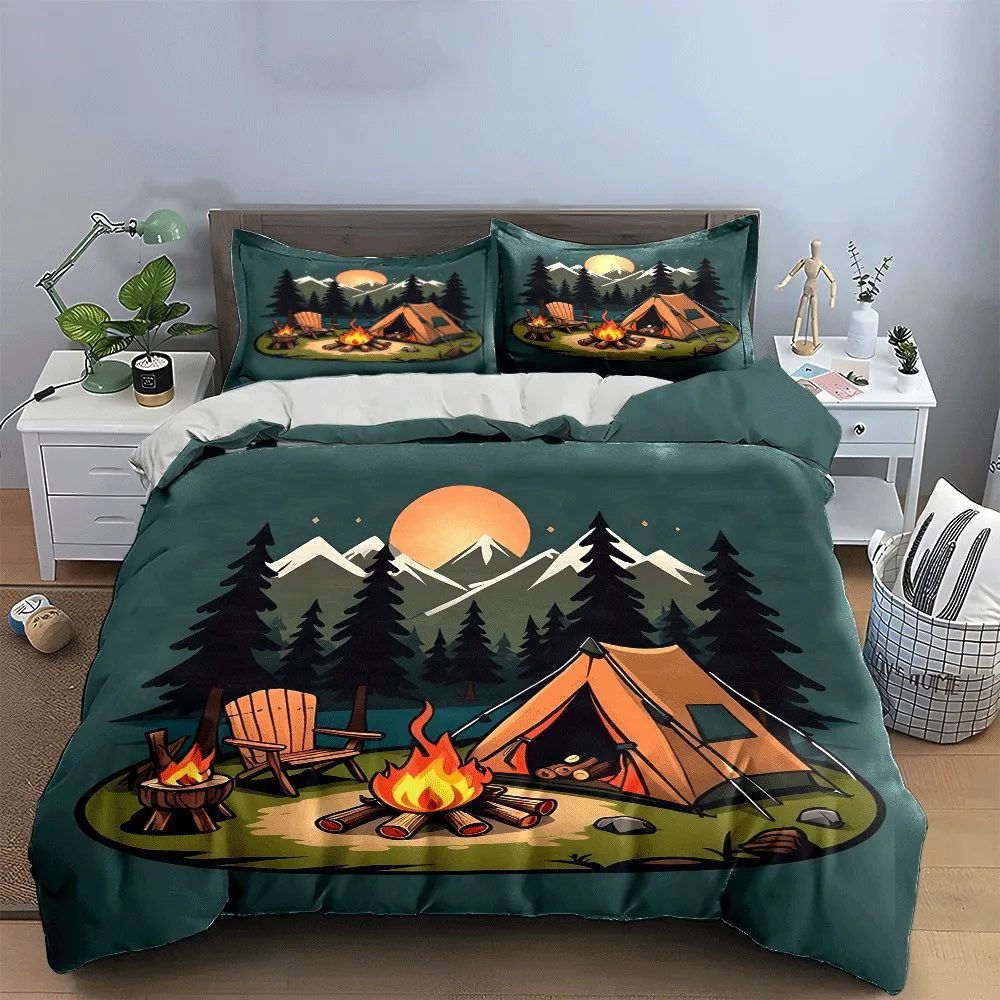 Camping Essentials: Tent, Chair, Fire Exquisite three-piece bedding set gift for kids and adults