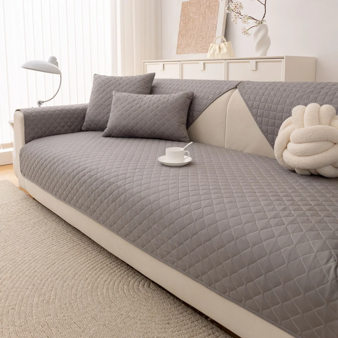 1 Stück schlichter, schlichter, solider, gesteppter, rutschfester Sofabezug, Sofabezug, Möbelschutz für Schlafzimmer, Büro, Wohnzimmer, Heimdeko