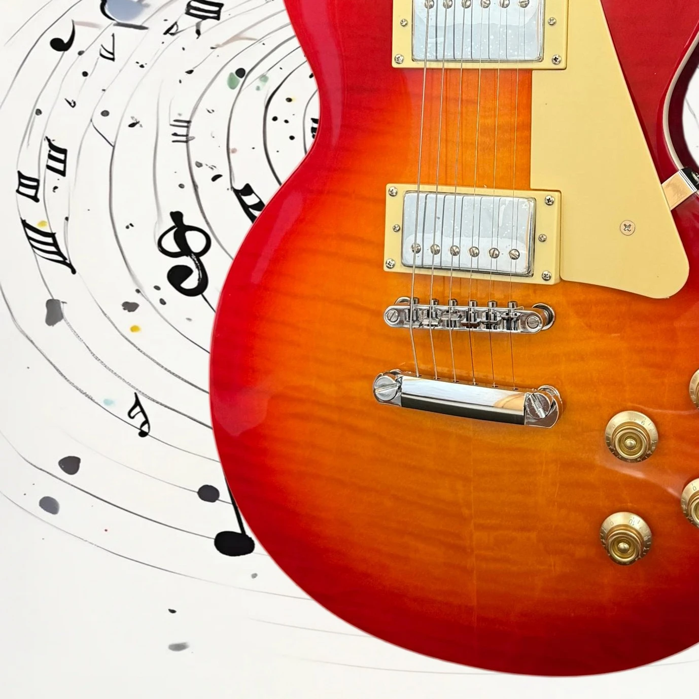 Free Shipping LPASA Electric Guitar Cherry Sunburst Flamed Top HH Pickups Cream Pickguard Gold Hardware Blues Jam Play