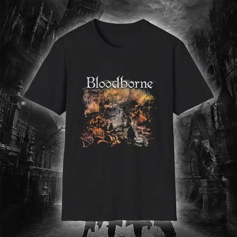 Bloodborne Dark Souls Gaming T-shirt Oversized Men Women Streetwear Tee Gothic Video Game Tee Casual Cotton Female Male Clothing view 4