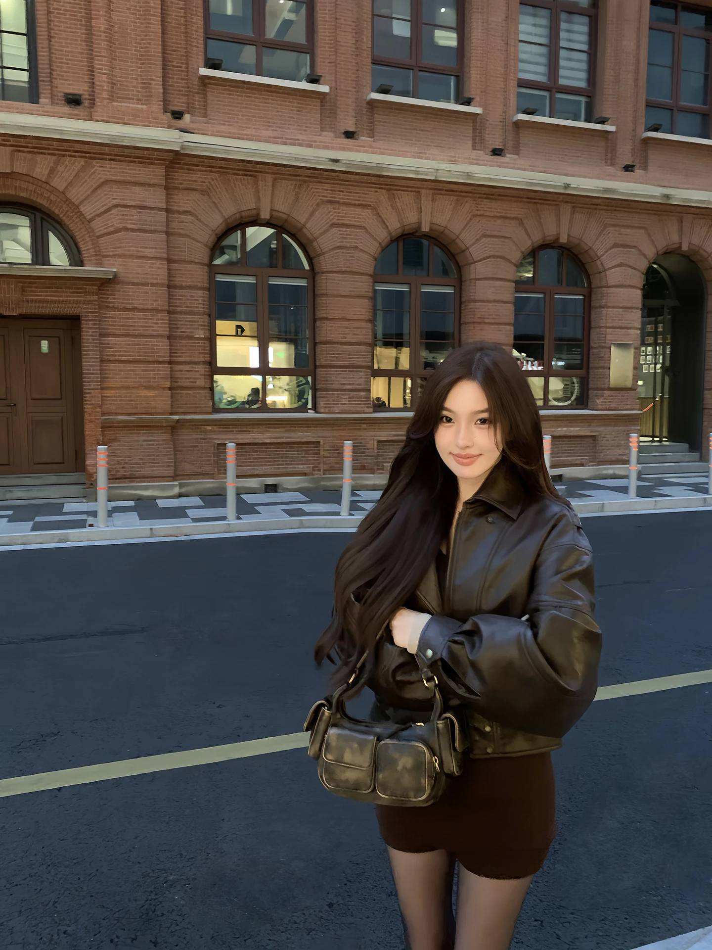 Loose Cotton-Enhanced Thiened Classic Lychee Pattern Women's Jaet Leather Coat from Middle Ancient Fly OYFF