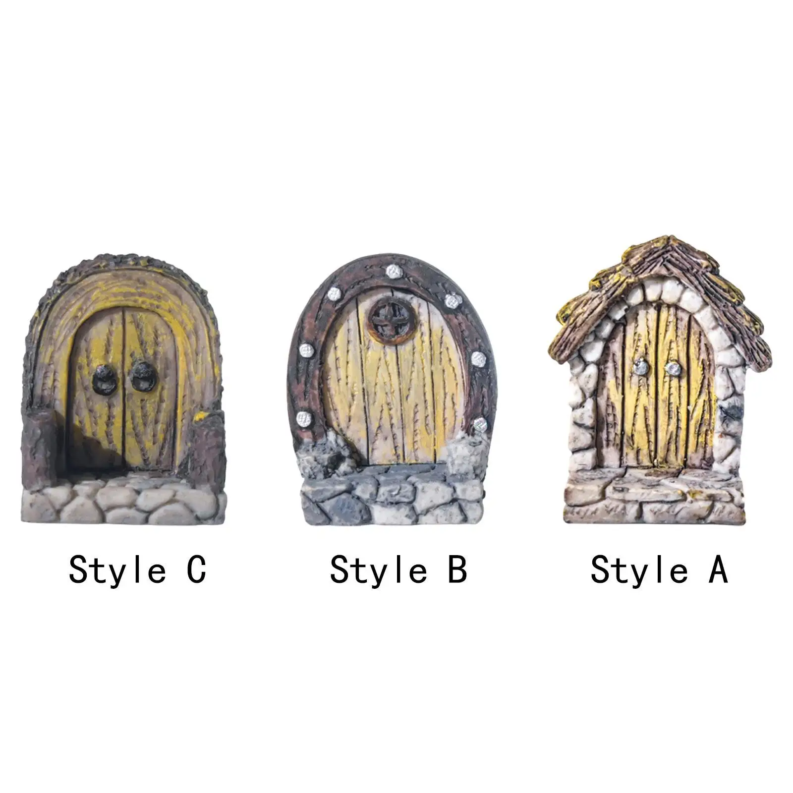 Resin Miniature Door Statue Decorative Garden Object Ornament for Yard Backyard Bonsai Aquarium Collectible Craft