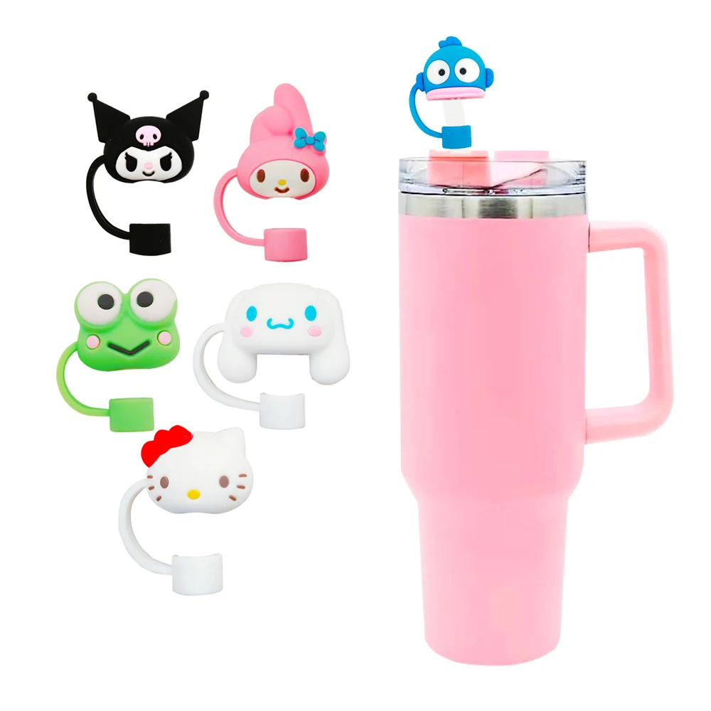 

Hello Kitty пылезащитная соломенная кепка Cinnamoroll милый мультяшный силиконовый соломенный колпачок Kuromi соломенная чашка аксессуары реквизит для вечеринки подарок