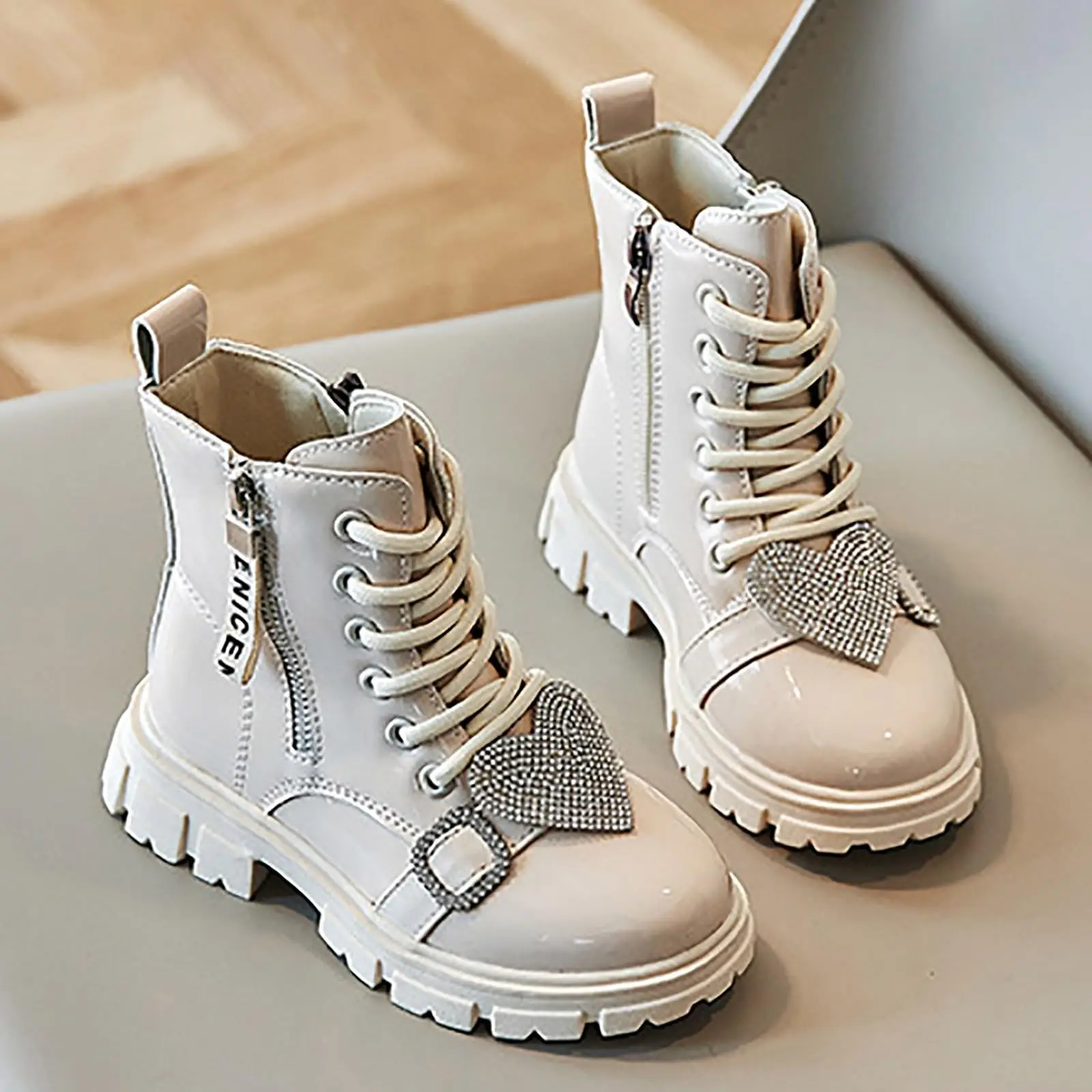 

Children'S Short Boots Spring and Autumn Leather Boots British Fashionable Single Boots Warm Boots Non-Slip Toddler Snow Shoes