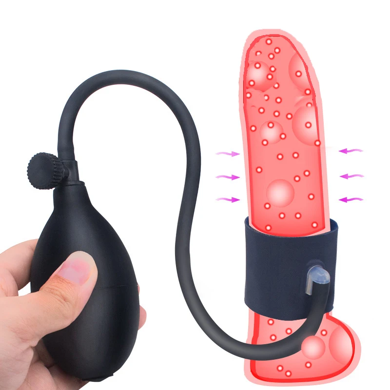 Inflatable Penis Ring for Penis Enlargement Penis Exerciser Male Extender Penis Pump Sex Toys for Men Cock Rings Chastity Belt