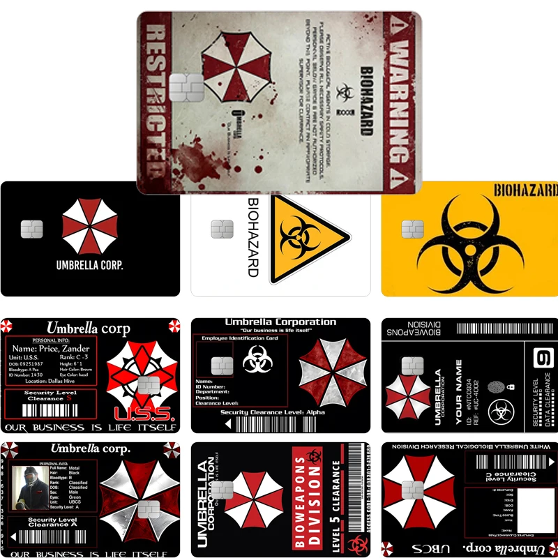 Resident Evil Card Sticker Decor Patch Student Umbrella Corporation Campus Paster Decals Access Control Permission ID Card Gift