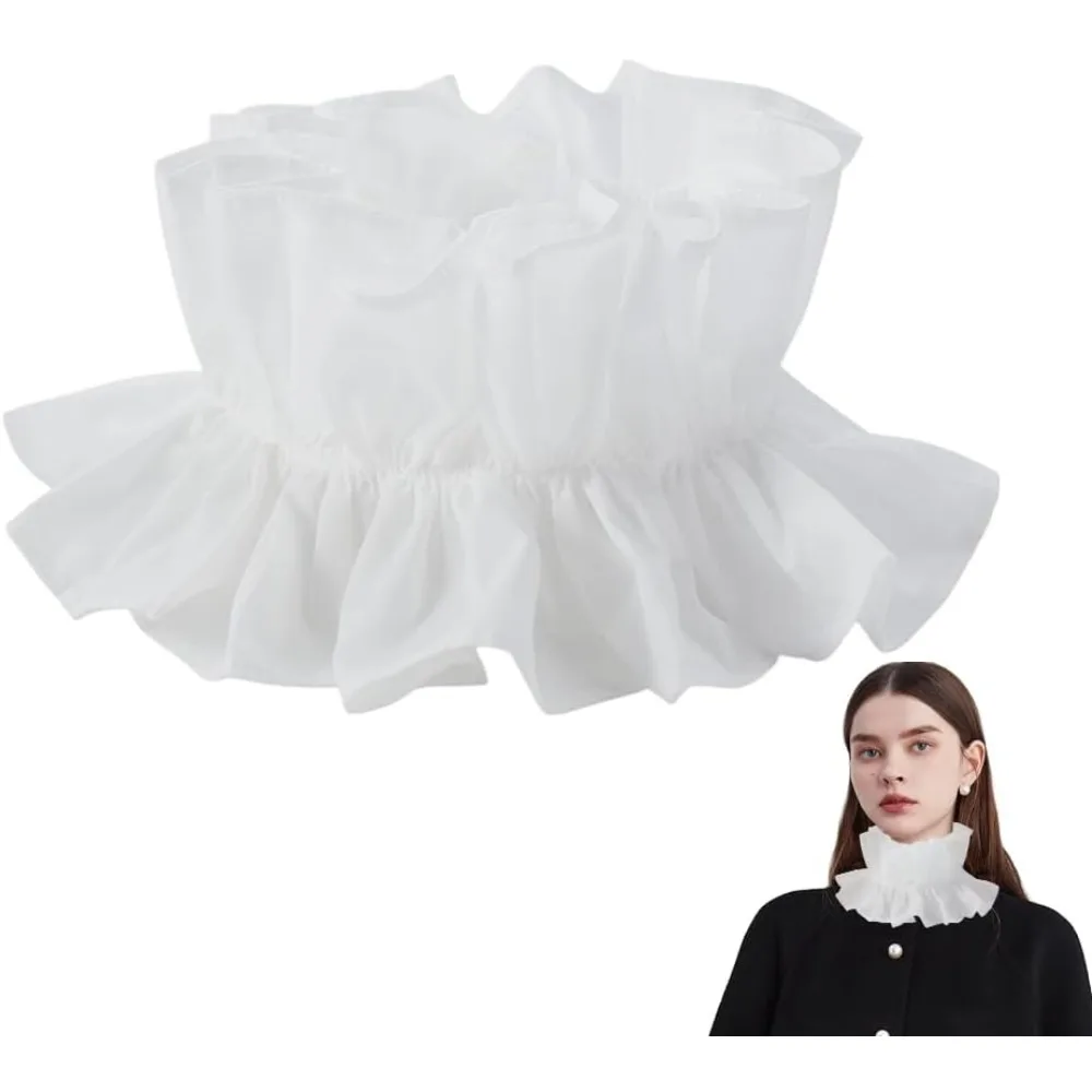 

Detachable Cotton False Collar Black Ruff Collar Pierrot Costume Neck Choker for Historical Outfits