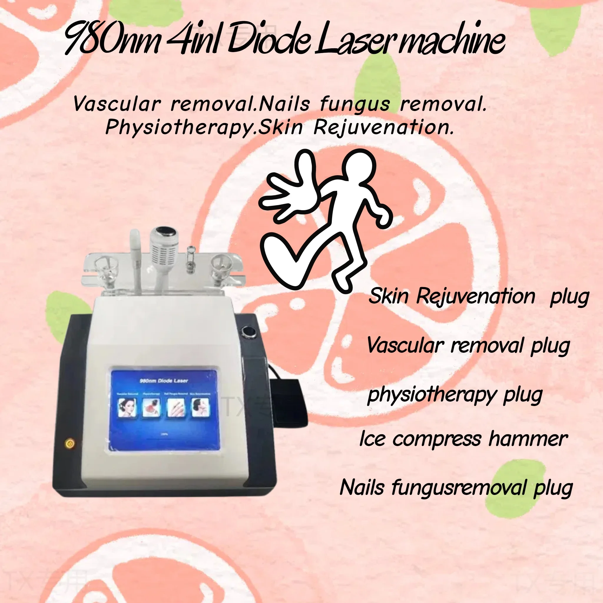 

Professional 980nm Laser For Nails Fungus Treatment Skin Rejuvenation vascular Diode Laser 5in1 60w 980nm Laser Machine.