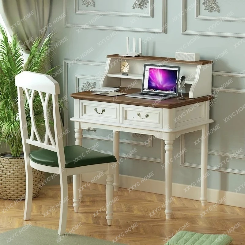 

Pure solid wood custom small apartment bedside student Mediterranean study table simple and modern