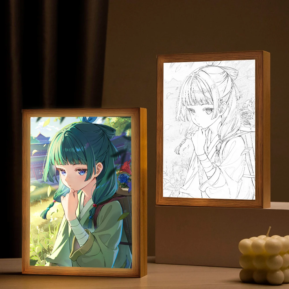 The Apothecary Diaries Anime Character Maomao Jinshi Lamp Painting Photo Frame LED Night Light Bedroom Decoration Gift Moon Lamp