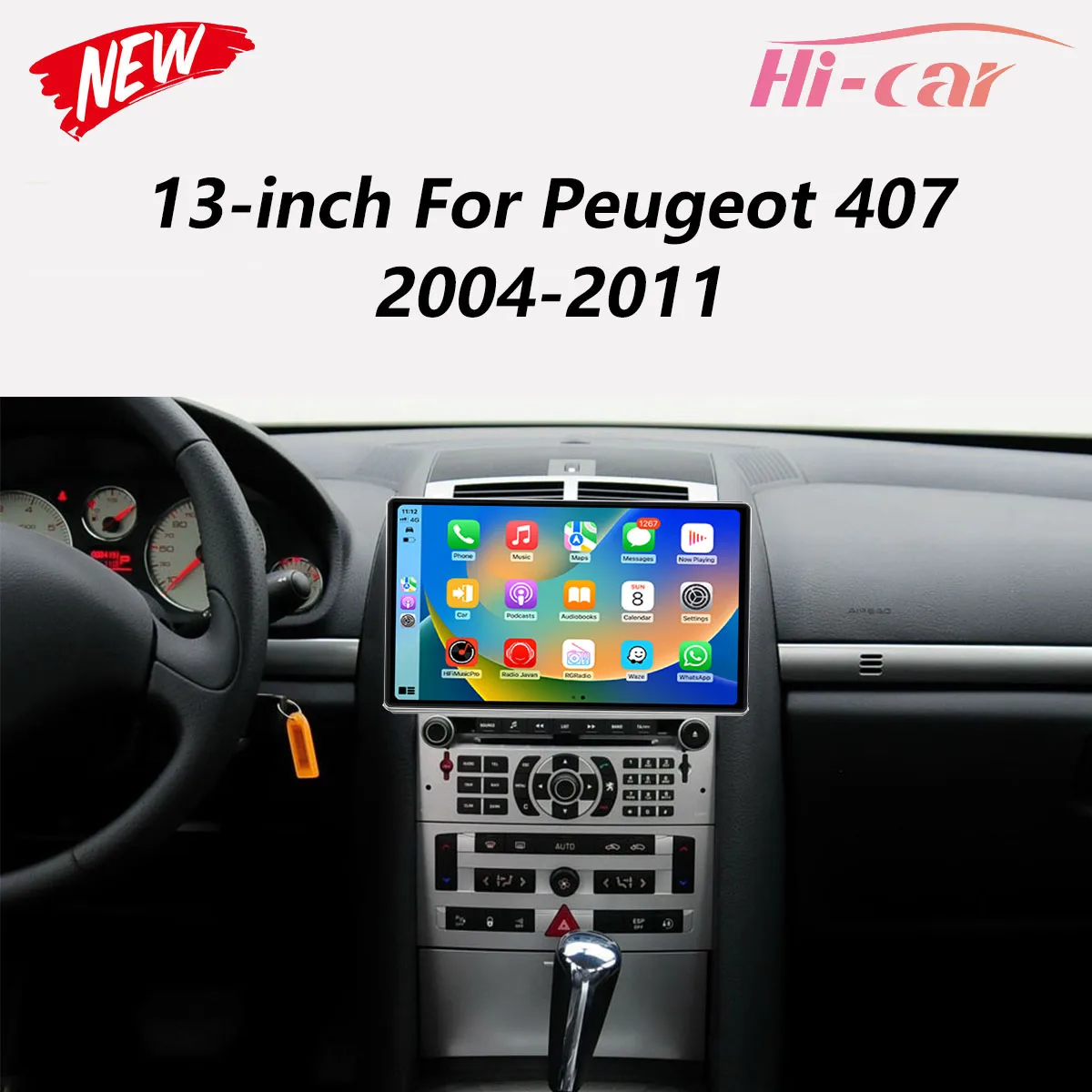 

13" inch 2 Din 4G LTE Car Android Radio For Peugeot 407 2004-2011 DSP RDS GPS Auto Multimedia Stereo Wireless CarPlay 1920*1200