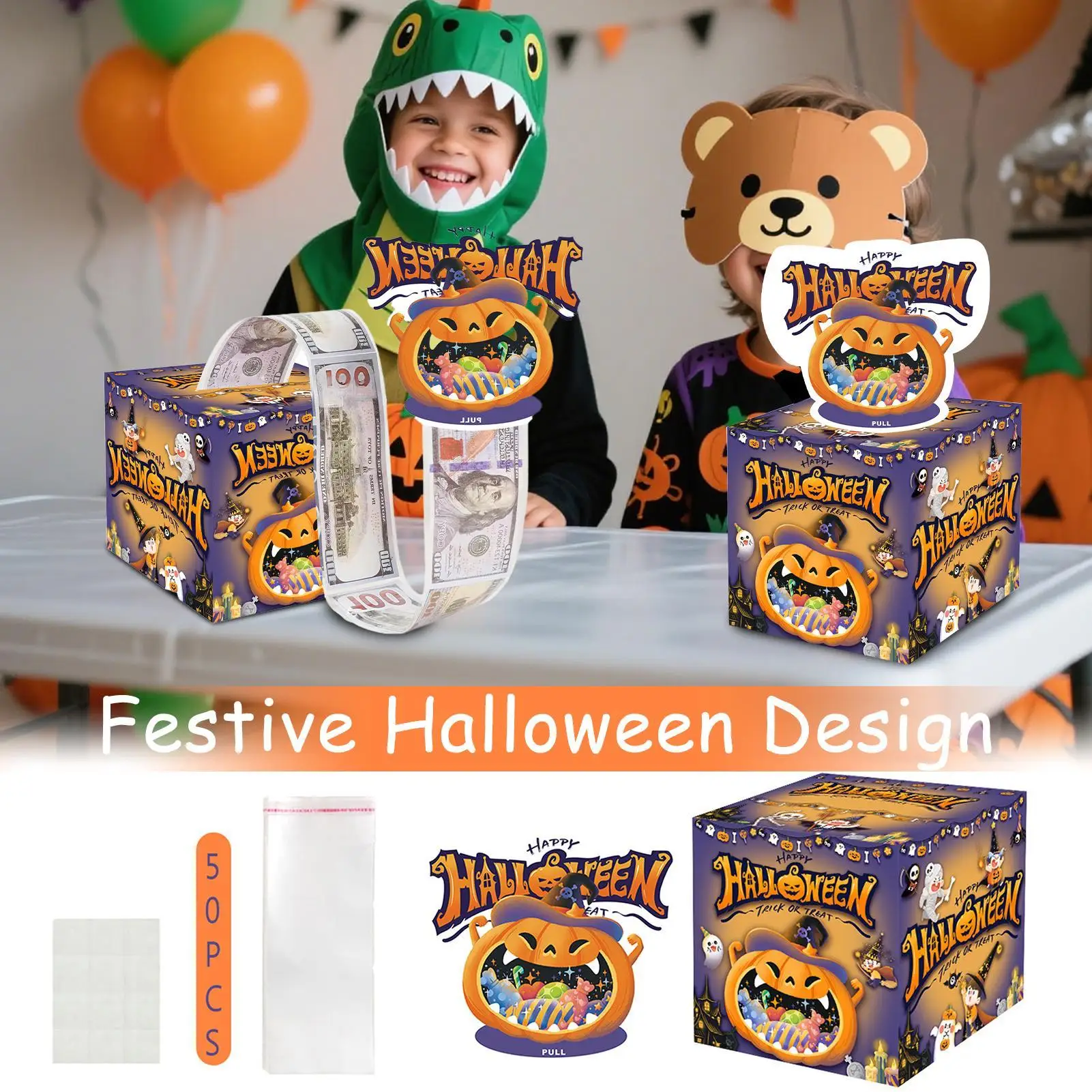 Salvadanaio per contanti Tirare il contanti di Halloween Vacanze a casa Festa Festival Puntelli di zucca Decorazione per bambini Uomini Celebrazione
