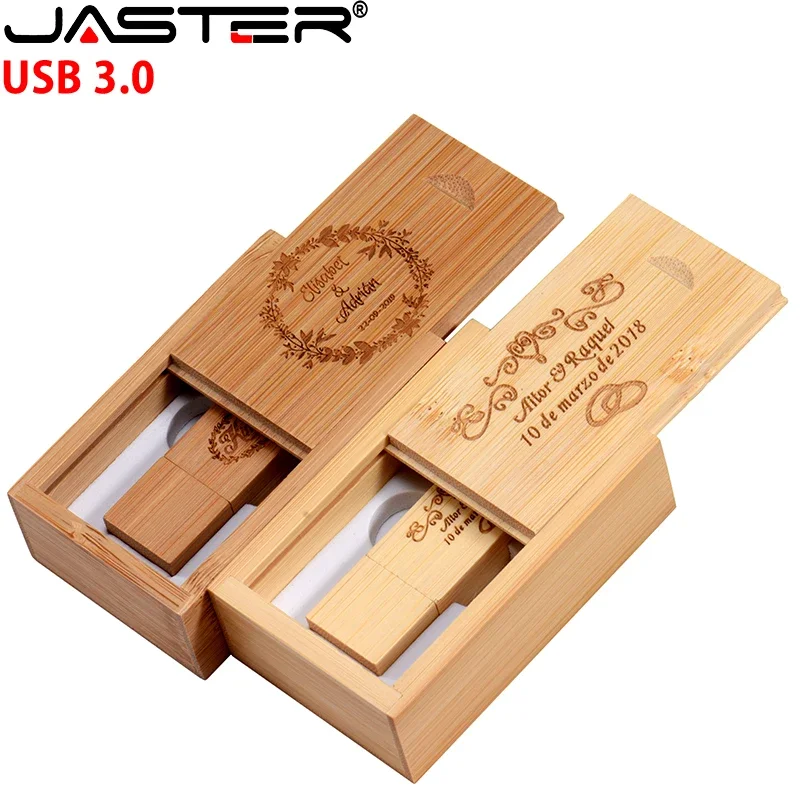 JASTER USB 3.0 wood + box memory stick custom LOGO usb flash drive 4GB 8GB 16GB 32GB 64GB 128GB pendrive U disk free logo gift