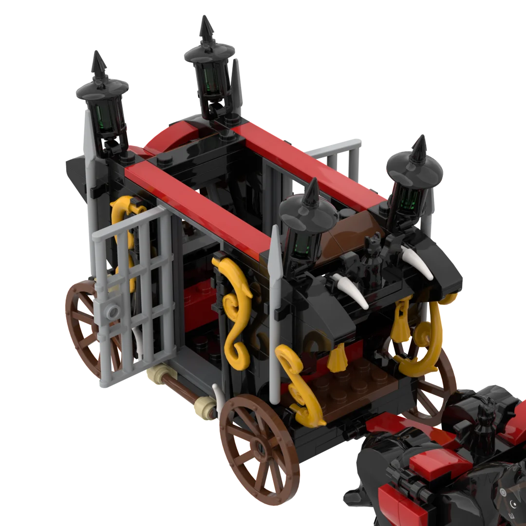 DIY ยุคกลาง Carriage Building Kit - โมเดลขนส่งแวมไพร์เกวียนสร้างสรรค์, ของเล่นอิฐ MOC สําหรับเด็กผู้ชาย, วันเกิดที่ไม่ซ้ําใคร