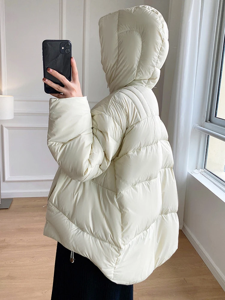 [EAM] Camel Big Size Keep Warm Down Jacket New Hooded Long Sleeve Warm Women Parkas Fashion Tide Autumn Winter 2024 CP3472