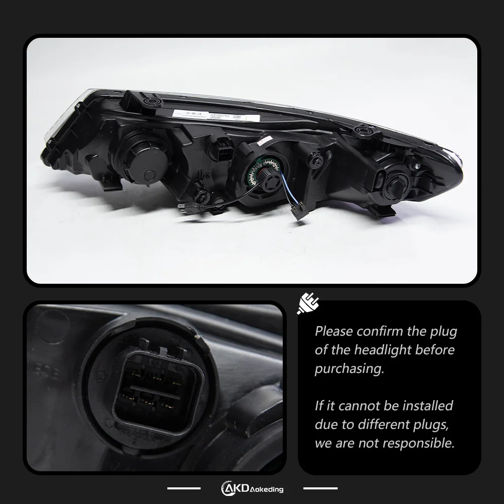 2 PCS Auto Car Head Light Parts For KIA Forte Cerato 2009-2013 LED Lamps Headlight Replacement DRL Dual Projector Facelift