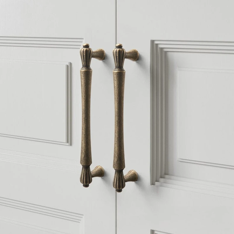Yellow antique cabinet door handle European-style wardrobe door handle retro aged American and French drawer pull