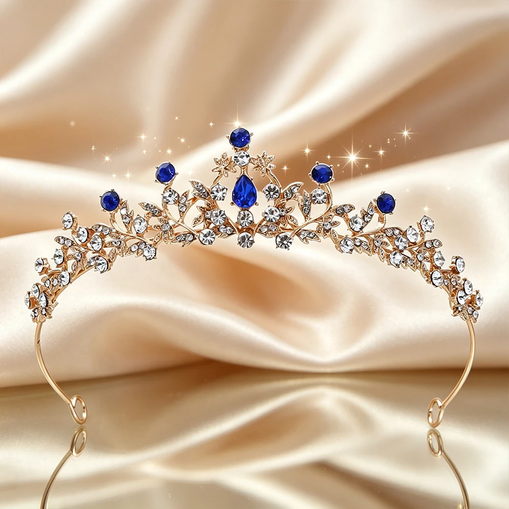 Plated Leaf Bridal Tiara Delicate Floral Vine Rhinestone Queen Crown Luxury Headpiece Wedding Bride Prom Formal Evening Banquet view 5