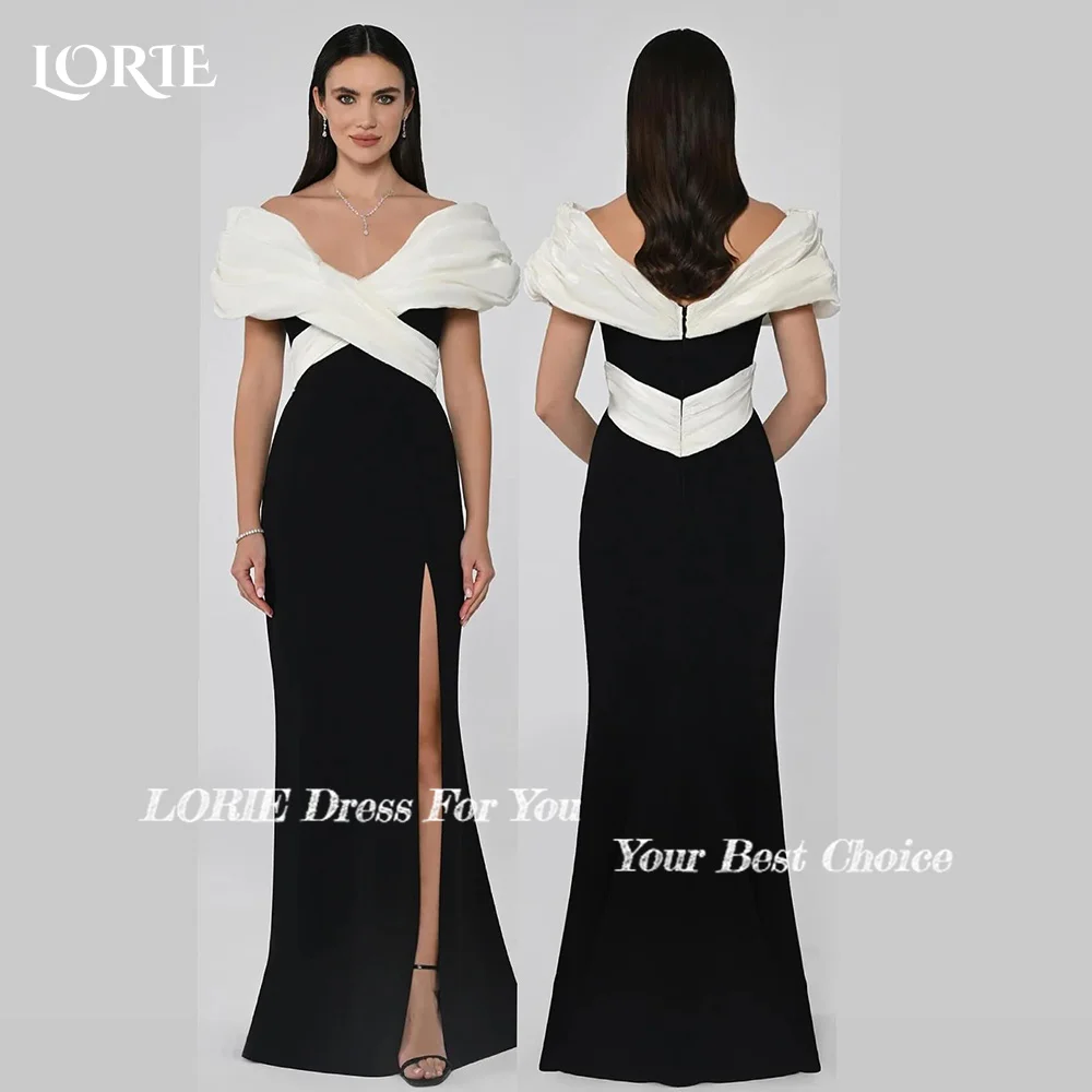 LORIE Off Shoulder Mermaid Evening Dress Pleats Velvet Ruched Party Dress Elegant Prom Dress Long Sleeve Party Gowns Customized