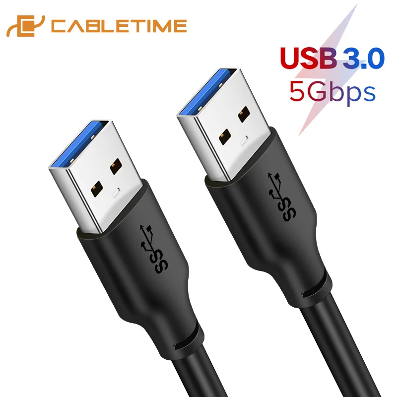 CABLETIME USB do USB 3.0 typ męski kabel przedłużacz USB do chłodnicy dysk twardy USB3.0 kabel do przesyłania danych C266