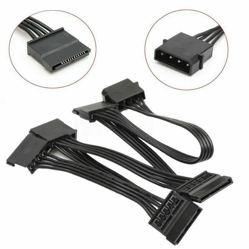 4Pin IDE to 5-Port Power Supply Cable 4Pin Molex to Multi SATA Port 18AWG Wire Power Cord For Hard Drive HDD SSD PC