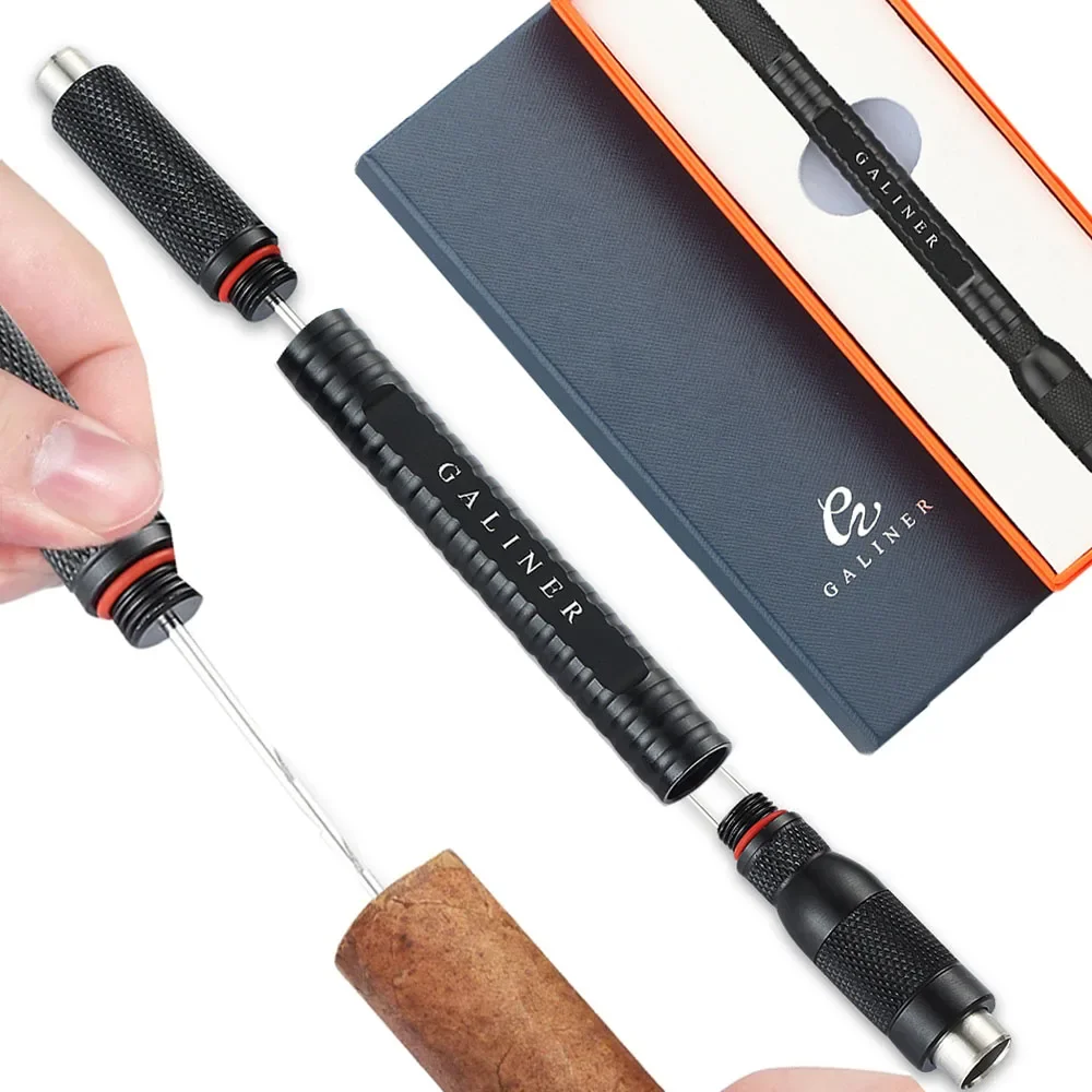 

GALINER 4 in 1 Cigar Draw Enhancer Tool Portable Stainless Steel Dual Punch Cigar Needle Nub Holder